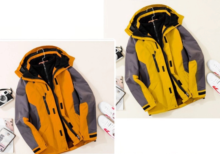 Two-piece Detachable Outdoor Jackets Mountain Fleece Warm Ski Jacket Softshell Waterproof Mens Jacket Coats for Winter