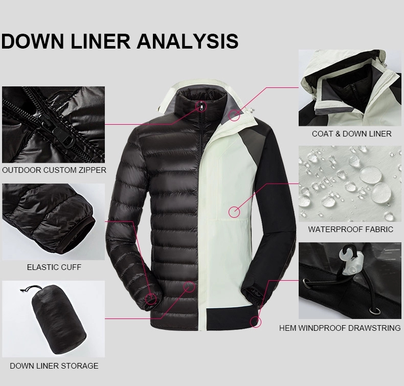 High-end Liner Detachable Hiking Coat Men And Women Down Ski Jacket Couples Winter Jacket