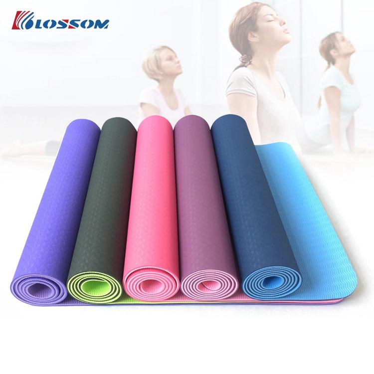 Wholesale Eco Friendly Dropship Custom 6mm Double Layer TPE Yoga Mat With Logo