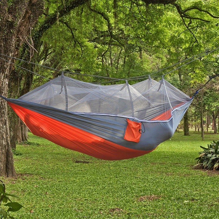 Lightweight Portable Parachute Nylon Tarffta Camping Hammock with Mosquito Net for Outdoor, Hiking, Camping, Backpacking, Travel