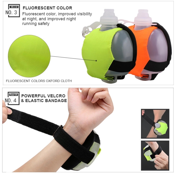 Running Sport Water Bottle Portable 200 ML BPA Free Plastic Wrist Water Bottle with Strip