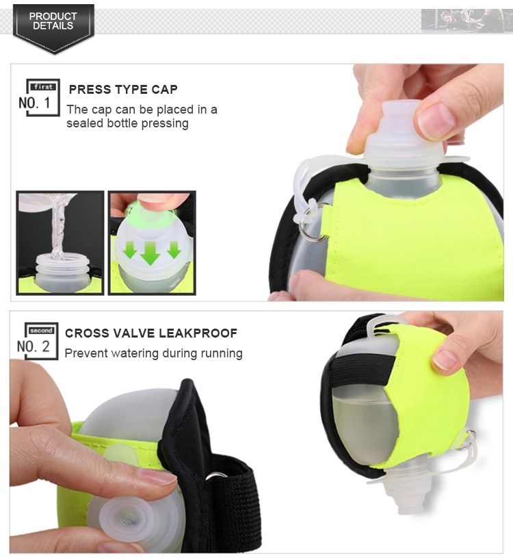 Running Sport Water Bottle Portable 200 ML BPA Free Plastic Wrist Water Bottle with Strip