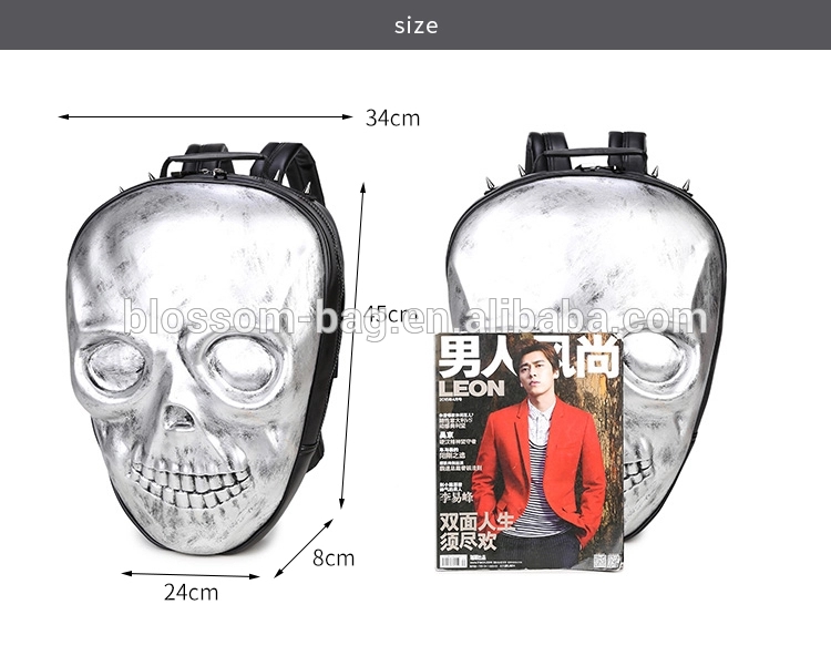 Halloween Scary Face 3D Design Golgo Man Double-shoulder Rivet Sports Notebook Bag Computer Backpack