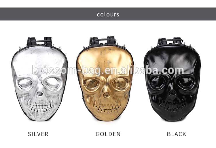 Halloween Scary Face 3D Design Golgo Man Double-shoulder Rivet Sports Notebook Bag Computer Backpack