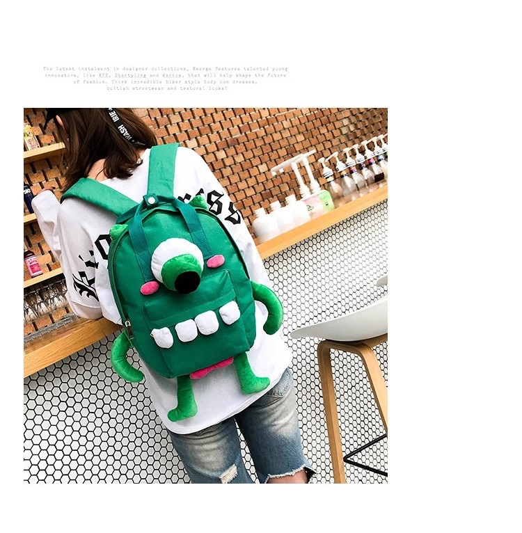 New Personality Cartoon Schoolbag Kindergarten Children's Cute Canvas Eye Backpack