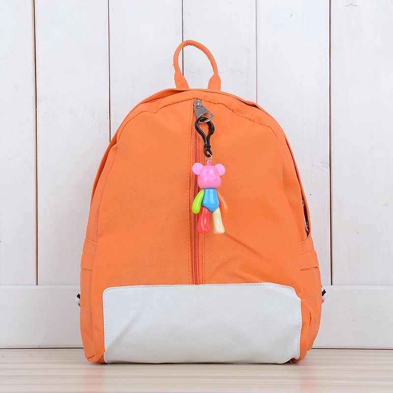 Kids PU Leather Simple Pattern Children Backpack Cute Pendant Fashion Bags