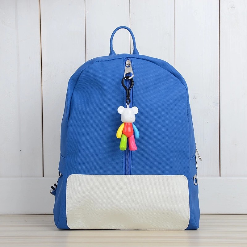 Kids PU Leather Simple Pattern Children Backpack Cute Pendant Fashion Bags