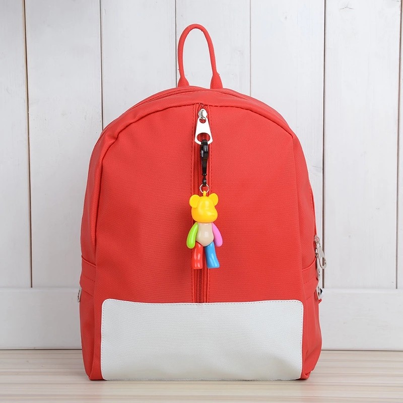Kids PU Leather Simple Pattern Children Backpack Cute Pendant Fashion Bags