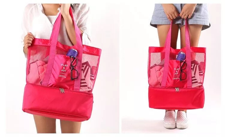 Wholesale Travel Insulated Picnic Beach Mesh Cooler Tote Bag