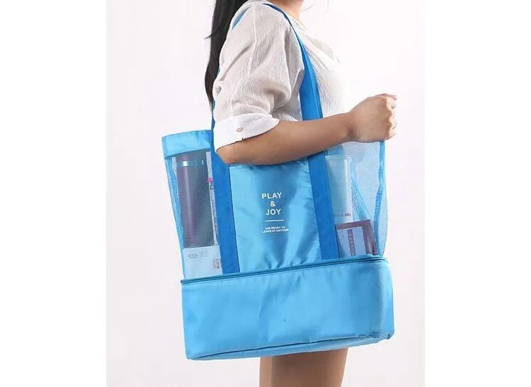 Wholesale Travel Insulated Picnic Beach Mesh Cooler Tote Bag