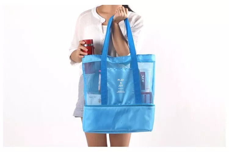 Wholesale Travel Insulated Picnic Beach Mesh Cooler Tote Bag