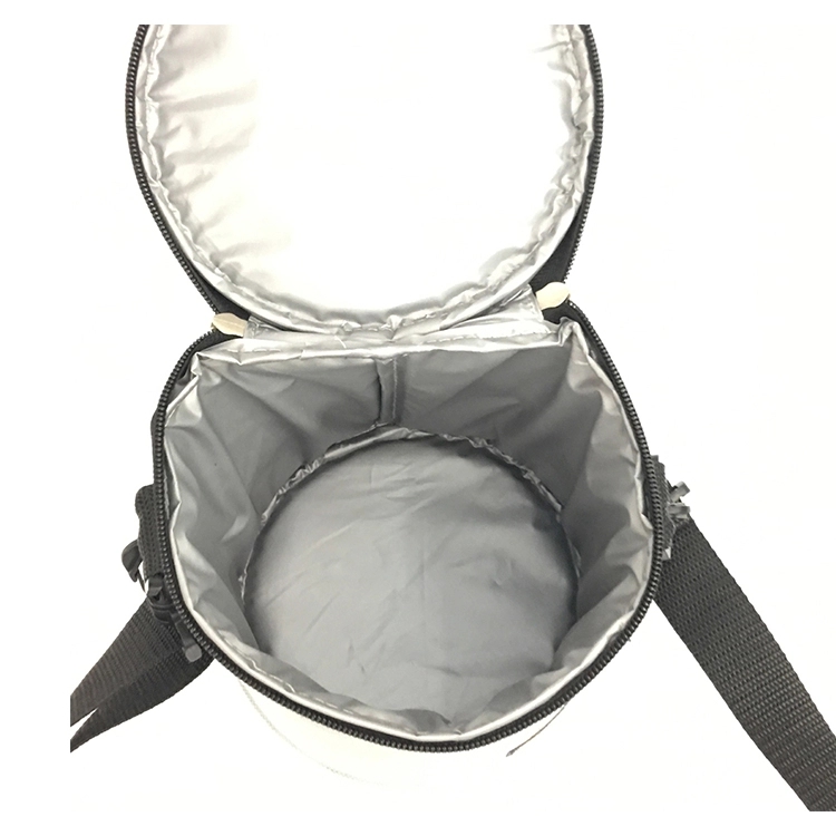 Gray Round Lunch Box Outdoor Theramal Cooler Bags