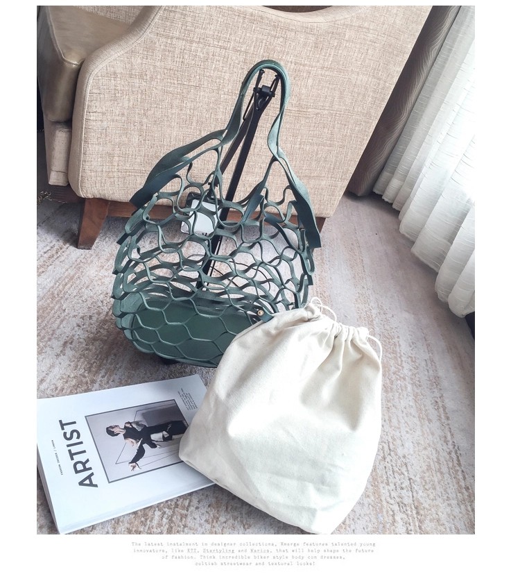 Wholesale Custom Woman Hot Korean Fishnet Shoulder Bag Handbag Hollow Beach Bag