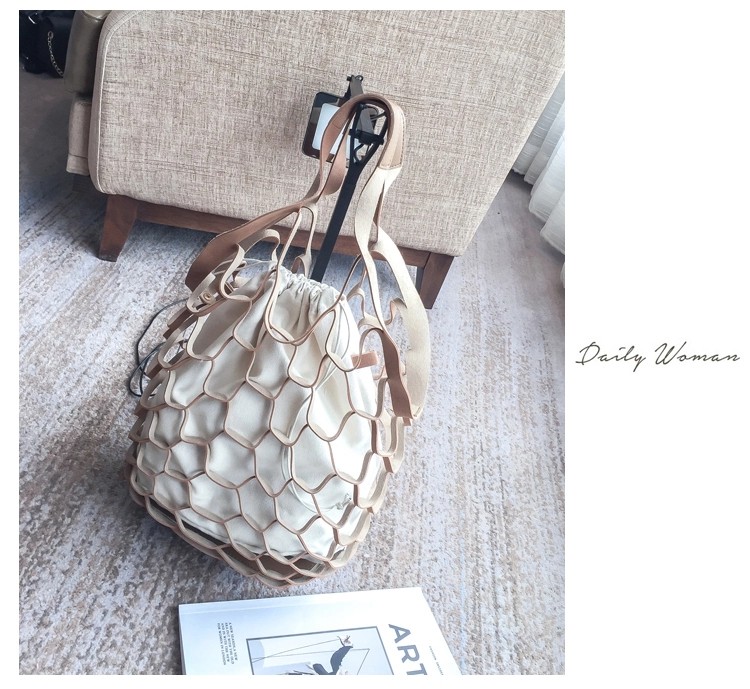 Wholesale Custom Woman Hot Korean Fishnet Shoulder Bag Handbag Hollow Beach Bag