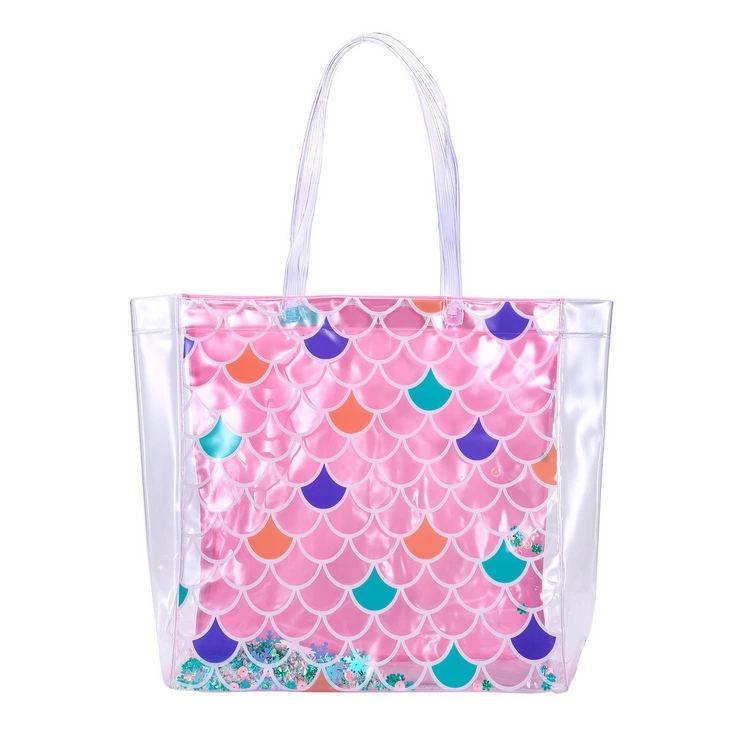 Transparent PVC Beach Bag Ladies Laminated Sequins Waterproof Tote Bag