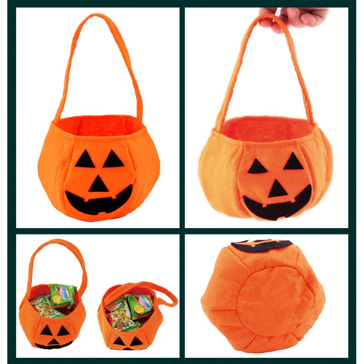 Custom Party Pumpkin Halloween Costumes Decoration Candy Bucket Bag for Kids