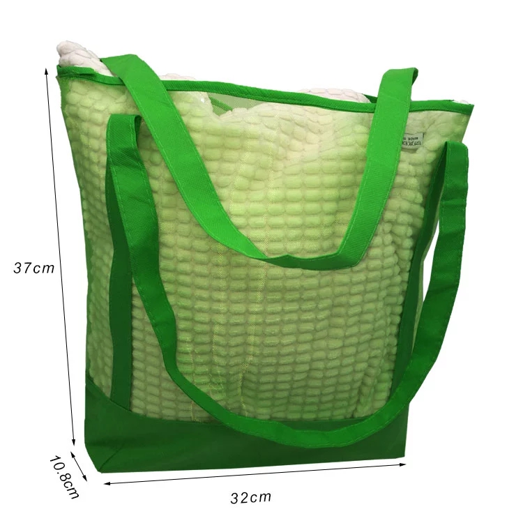 Non woven Beach Mesh Grocery Tote Bag with Pouch