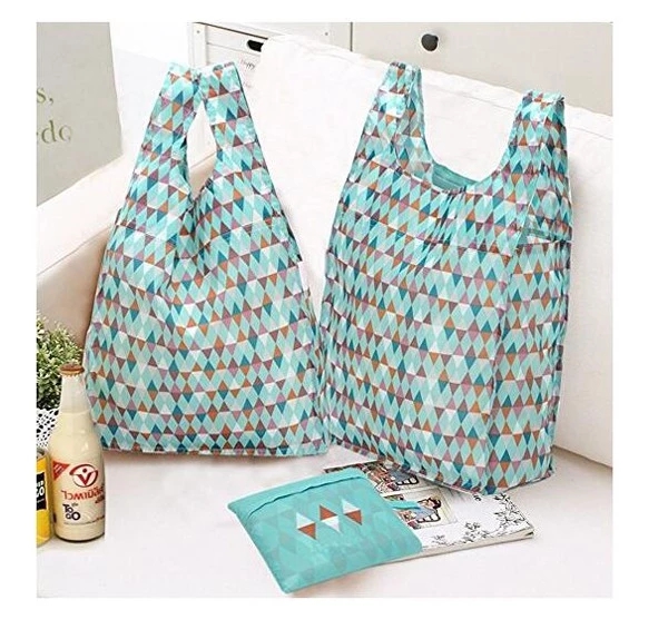 Fashion Style Promotional Eco friendly Foldable Reusable Fancy 100% Ripstop Thick Nylon Shopping Bag With Handle