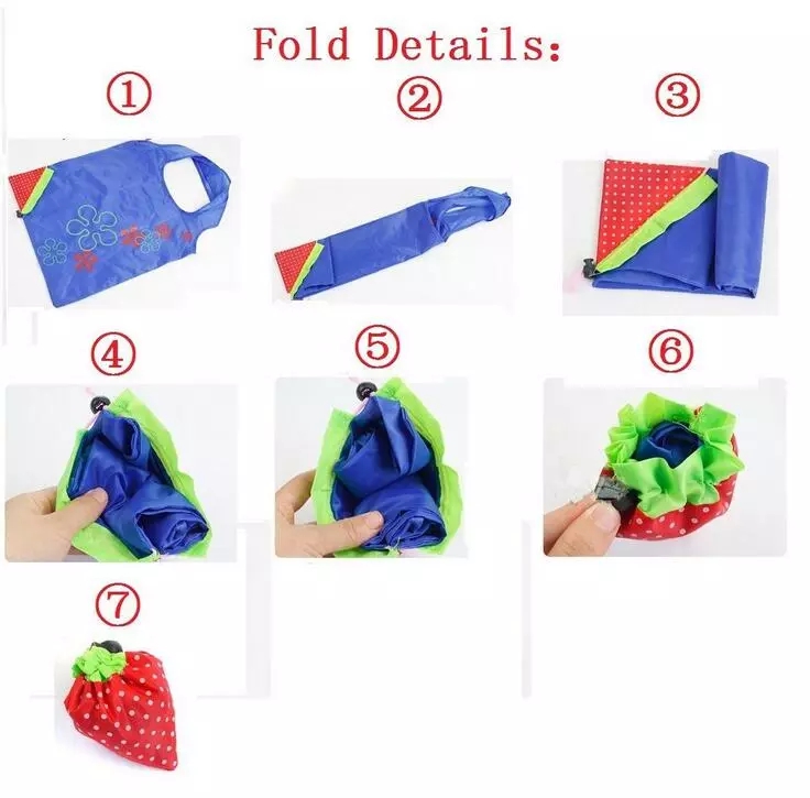Portable Custom Strawberry Folding Reusable Tote Shopping Bag with Logo
