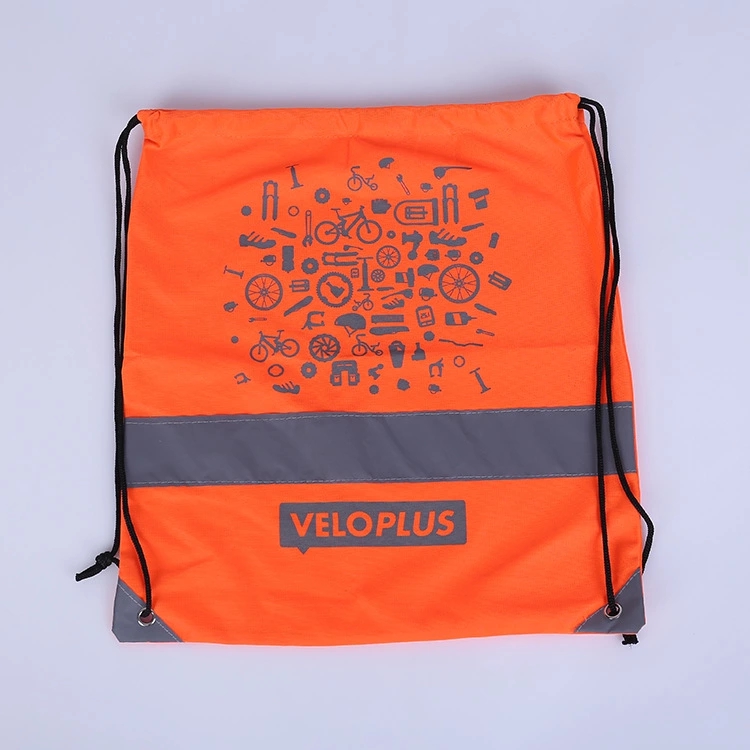 Promotional Custom Logo Sport Gym Reflective Drawstring Cinch Bag