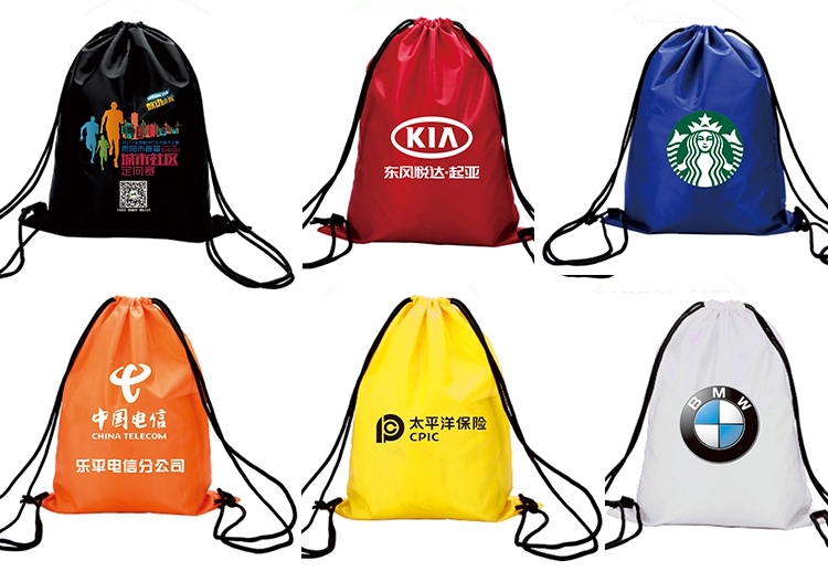 Promotional Custom Logo Sport Gym Reflective Drawstring Cinch Bag