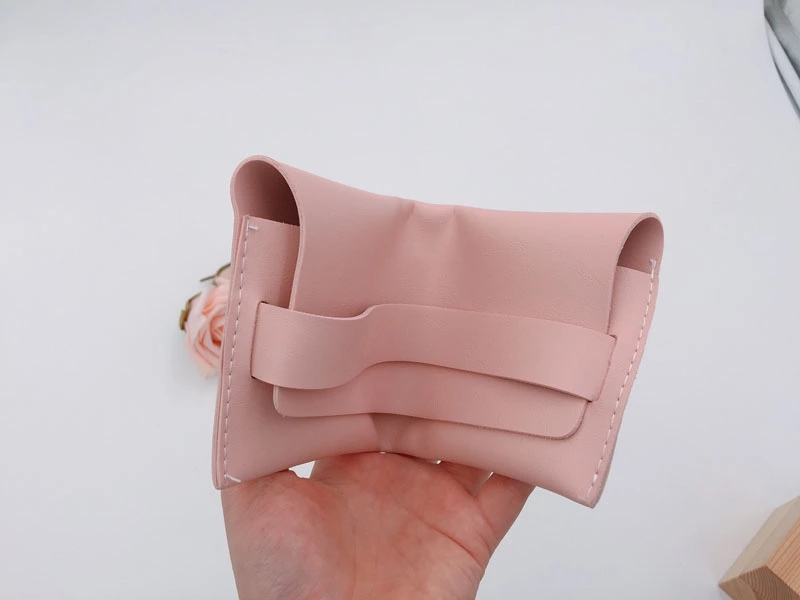 Eco friendly Custom LOGO Promotional Cool Breeze Solid Color Pink Soft Leather Sunglasses Pouch Case Bag