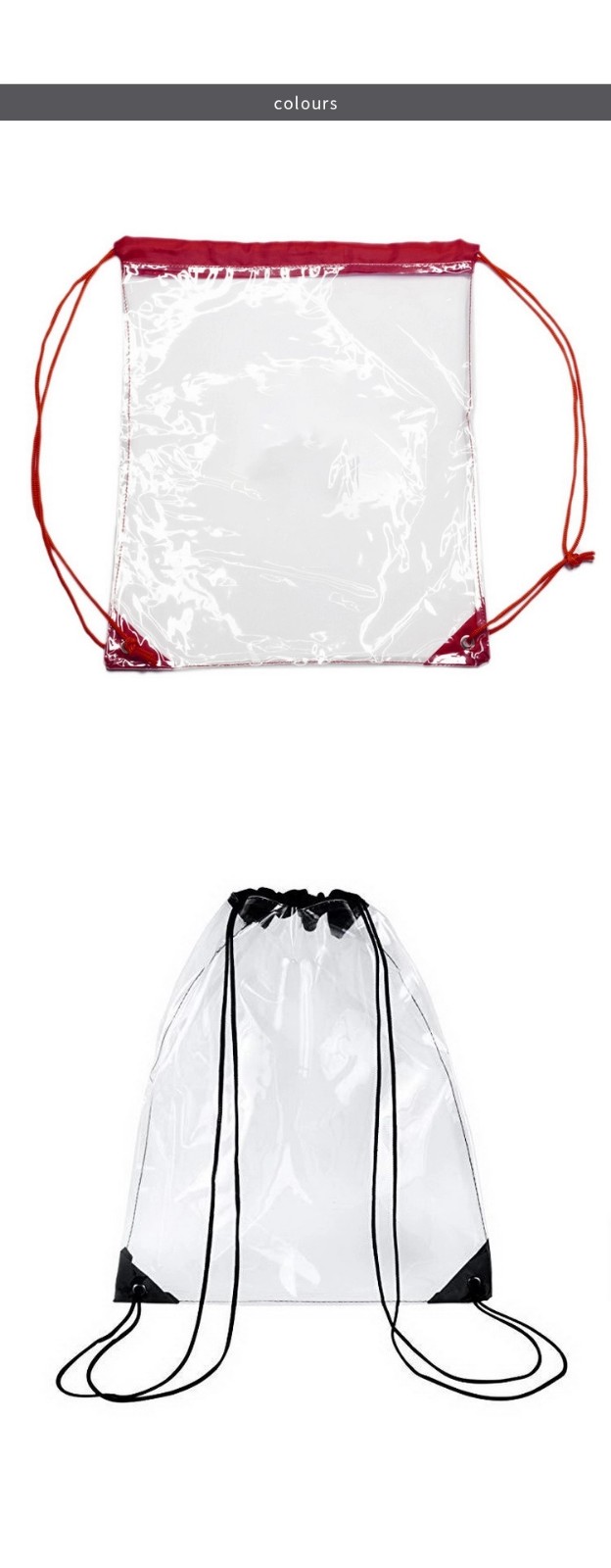 Custom Transparent PVC DrawString Backpack Waterproof Student Sports Fitness Backpack