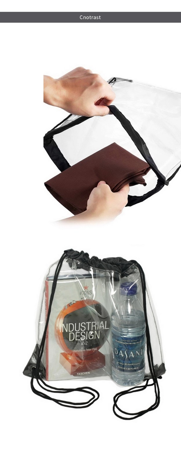 Custom Transparent PVC DrawString Backpack Waterproof Student Sports Fitness Backpack