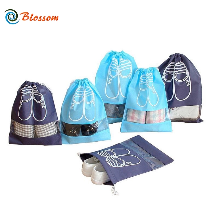 Wholesale Non Woven Reusable Drawstring Visible Travel Organizer Shoes Bag