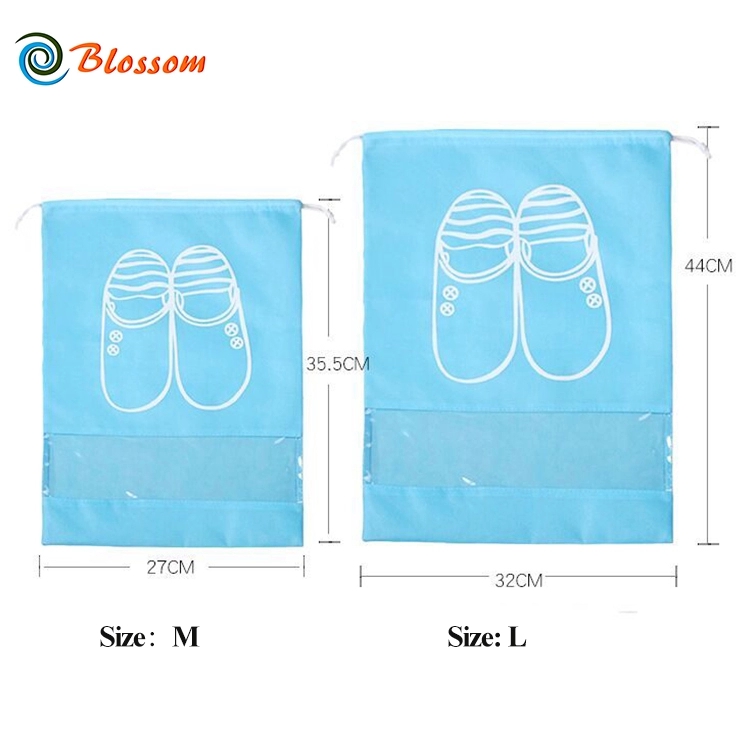 Wholesale Non Woven Reusable Drawstring Visible Travel Organizer Shoes Bag