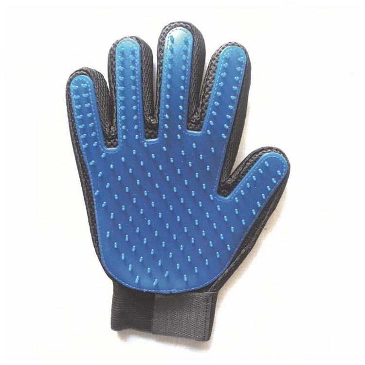 Pet Hair Remover Glove Five Fingers Pet Bathing Brush Tool Blue Silicone Grooming Glove Pet Hair Remover