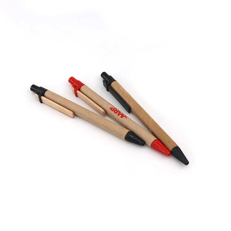 Wholesale Customized Logo Ballpoint Pen Eco-friendly Recycle Kraft Paper Pen