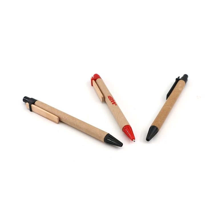 Wholesale Customized Logo Ballpoint Pen Eco-friendly Recycle Kraft Paper Pen