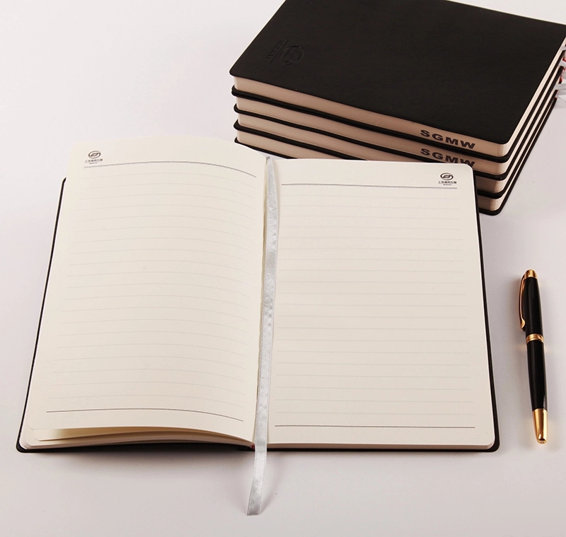The Classic Black Artificial Leather Business Logo Notebook Custom Printing