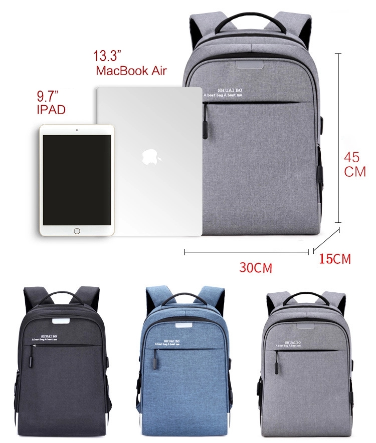 High Quality OEM Custom Logo Waterproof Nylon Travelling Business USB Charging Computer Backpack Laptop Bags