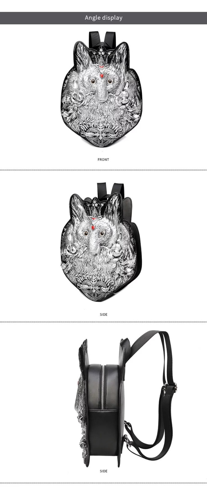 Punk Style 3D Fox Sports Leisure Korean Travel Pu Single-shoulder Male Personality Crossbody Breast Chest Messenger Bag