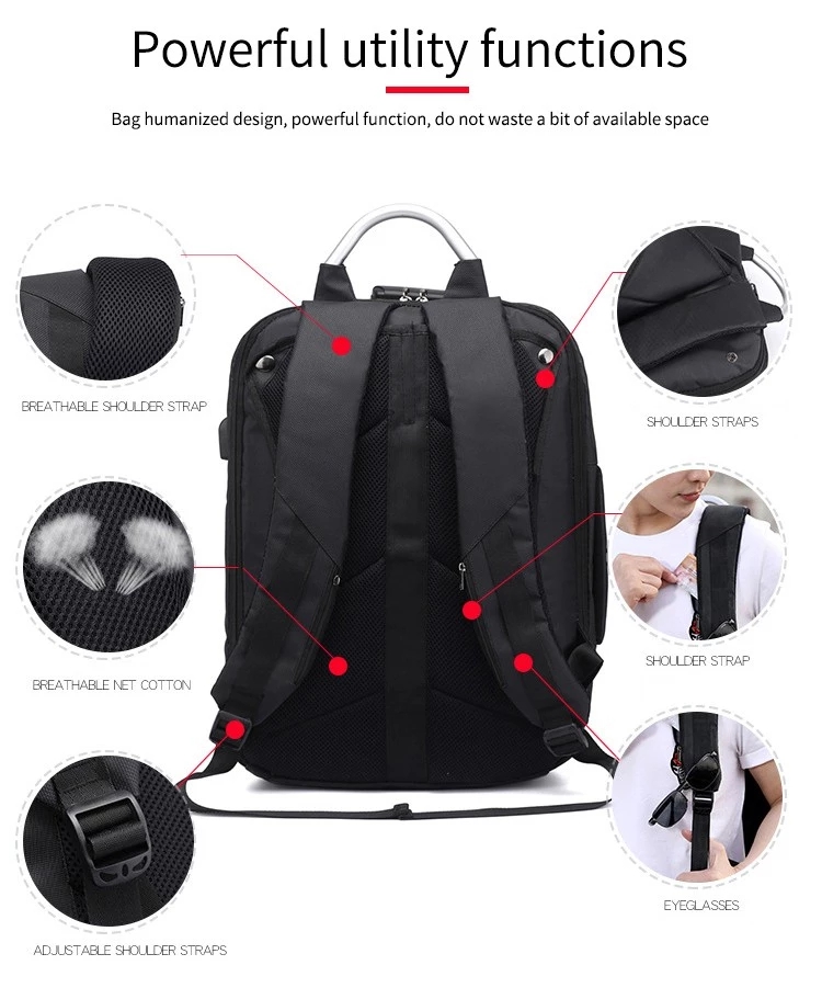 Wholesale new business trip fashion backpack water resistant backpack multi-function anti-theft with usb charging bag