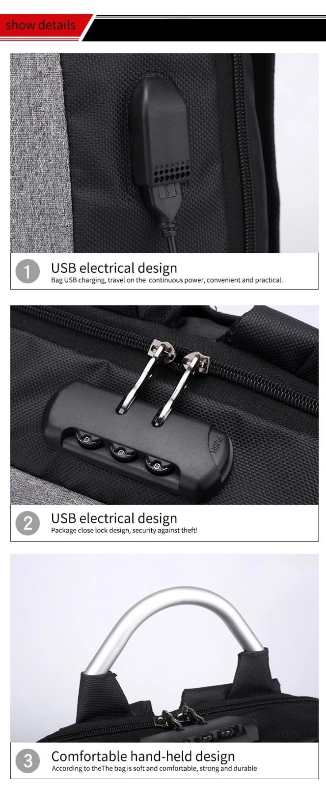 Wholesale new business trip fashion backpack water resistant backpack multi-function anti-theft with usb charging bag