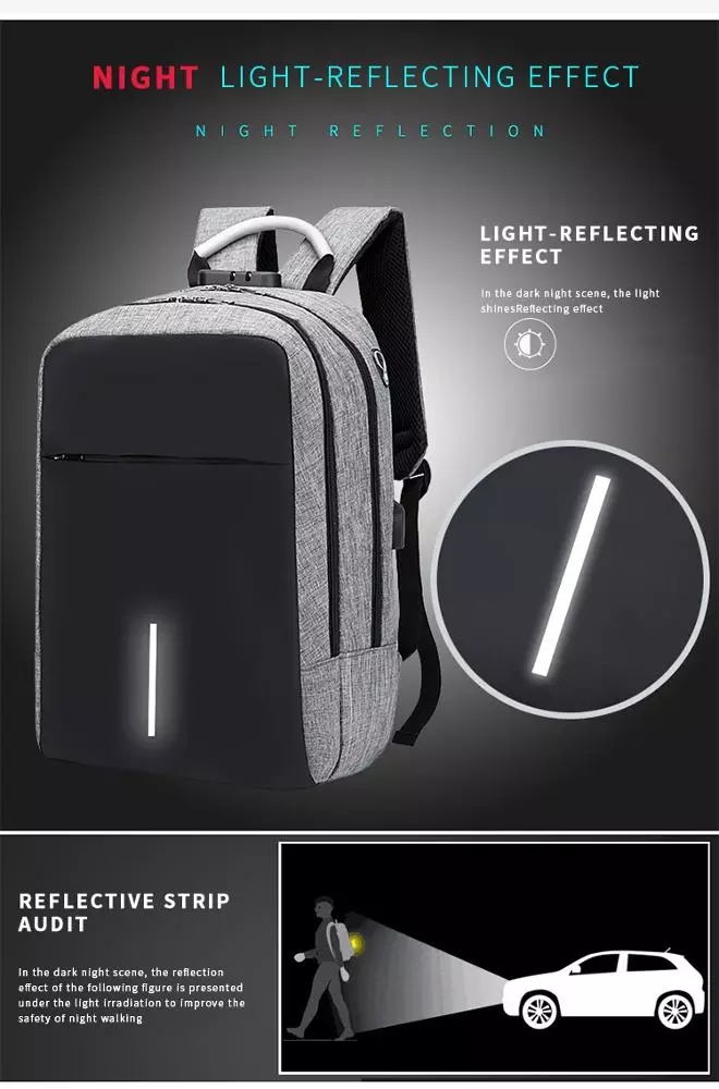 Wholesale new fashion backpack water resistant with usb college anti theft laptop school bag