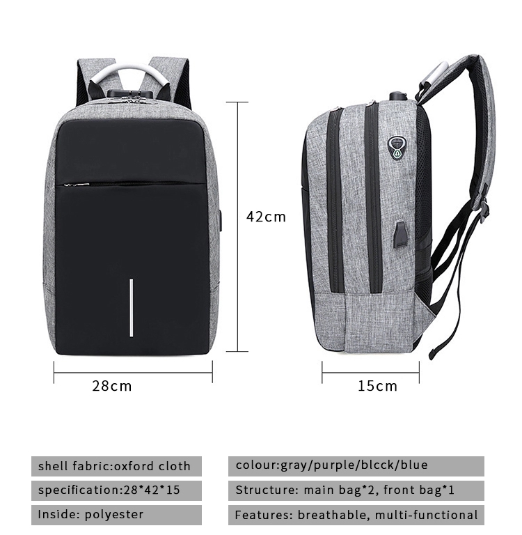 Wholesale new fashion backpack water resistant with usb college anti theft laptop school bag