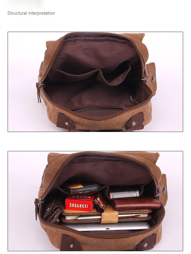 New Trendy Men's Slanting Across Multi-Pockets Chest Bag Canvas Interface Cycling Backpack Bags