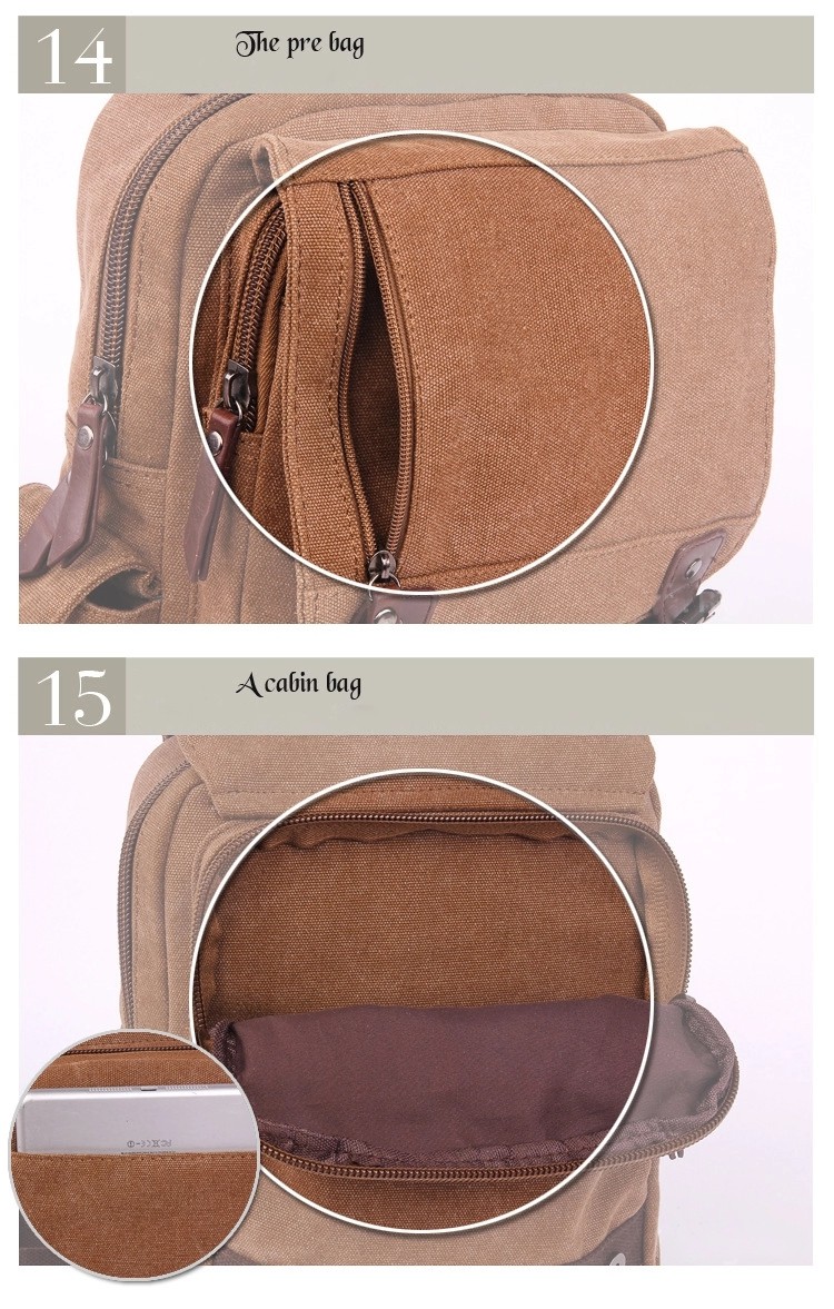 New Trendy Men's Slanting Across Multi-Pockets Chest Bag Canvas Interface Cycling Backpack Bags