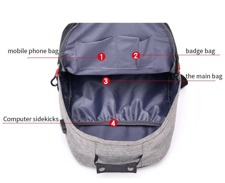 High Quality Hot Sale Waterproof School Bagpack USB Charging Backpack Bag