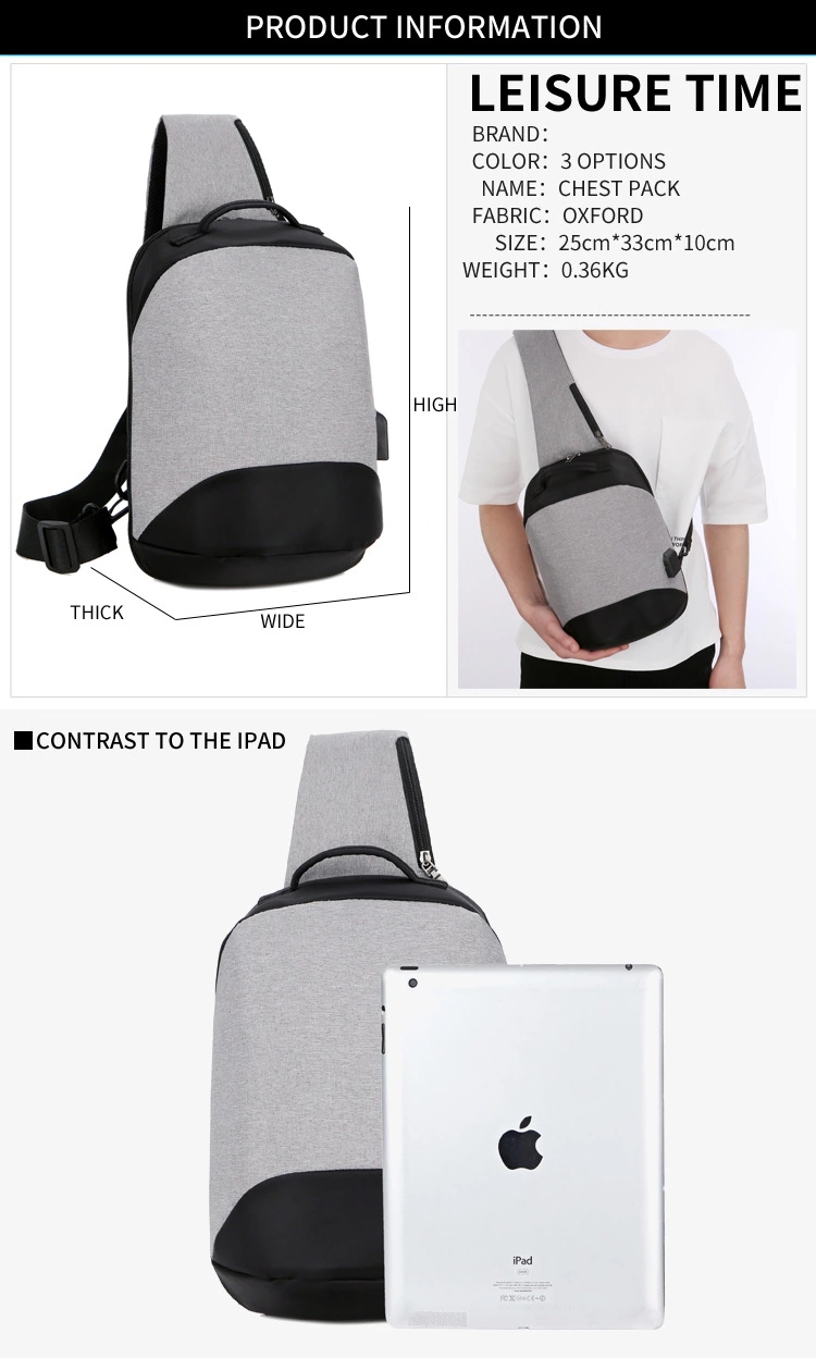 Customized Logo Wholesale Chest Bag USB Charging Anti-theft Chest Bag