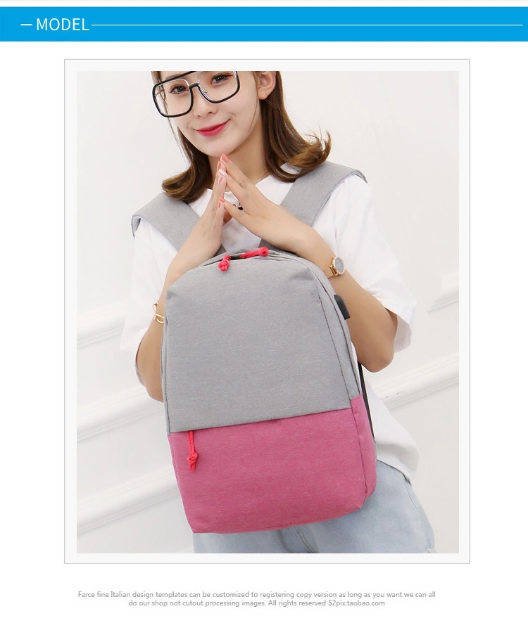 New Fashion School Backpack Business USB Charging Bag for 15inch Laptop Backpack