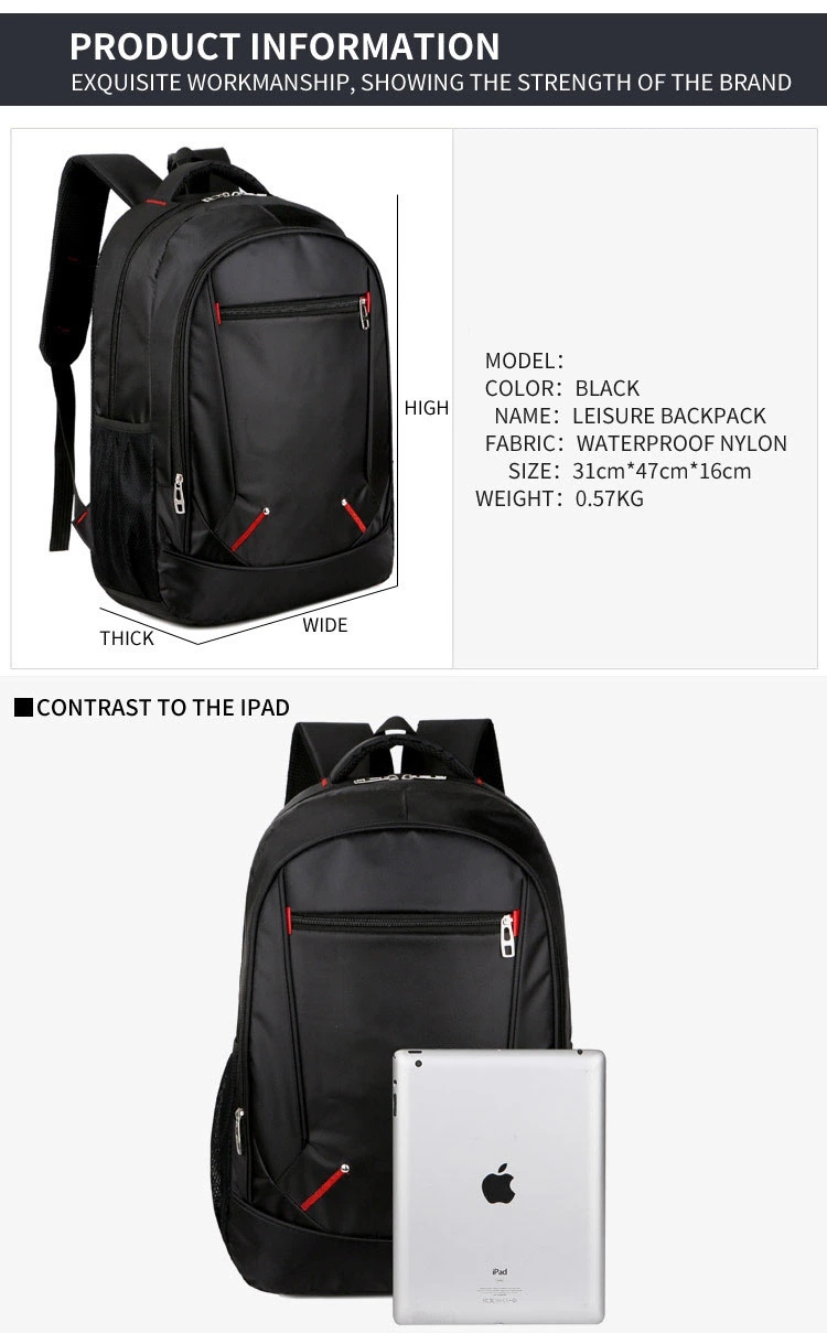 Wholesale Fashion Black Travel Backpack Men Bags for Laptop backpack