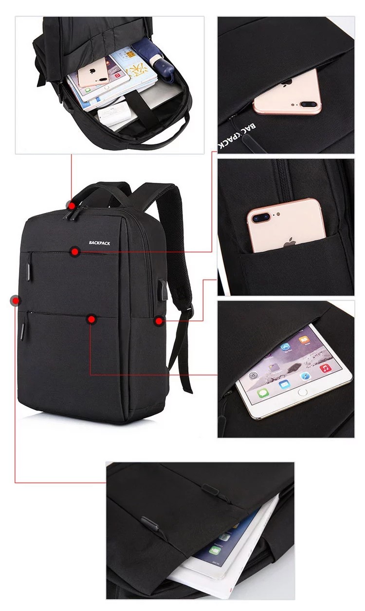 Promotional Fashion USB Charging Backpack Waterproof Business Travel Laptop Bag