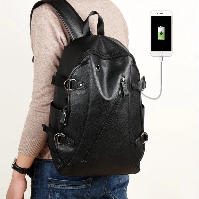 New backpack man Fashionable leather backpack men's simple computer bag fitness bag