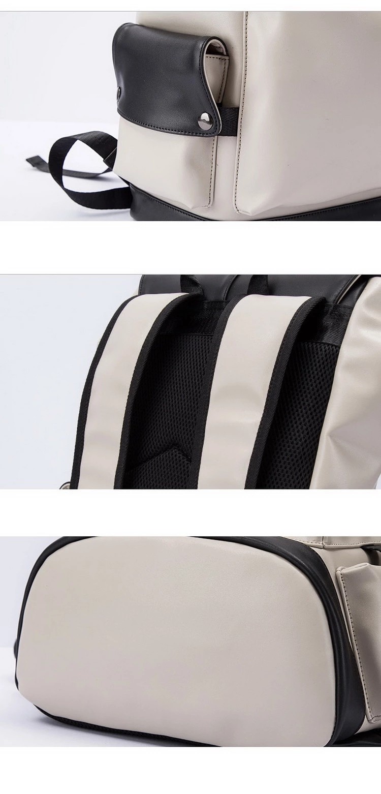 Wholesale Stylish Leather School Bag Teen Flip Design Waterproof Laptop Backpack for Men USB Charging Port