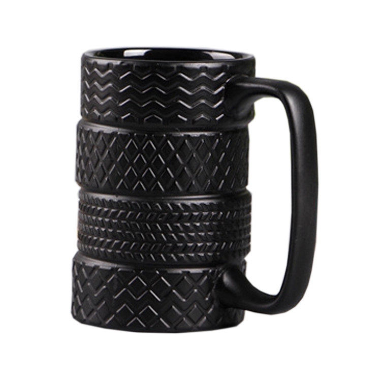 New Fashion Custom Logo Creative Black Tyre Creamic Cup Water Mugs Bottles